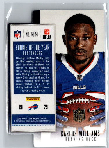2015 Panini Contenders #ROY4 Karlos Williams Rookie of the Year Black #/10 i14