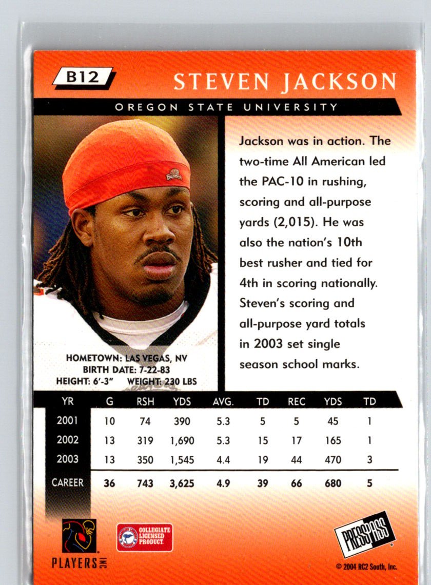 2004 Press Pass #B12 Steven Jackson Blue i17