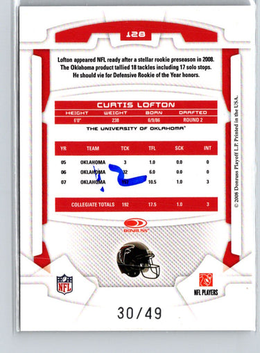 2008 Leaf Rookies & Stars Longevity #128 Curtis Lofton Emerald #/49 i15