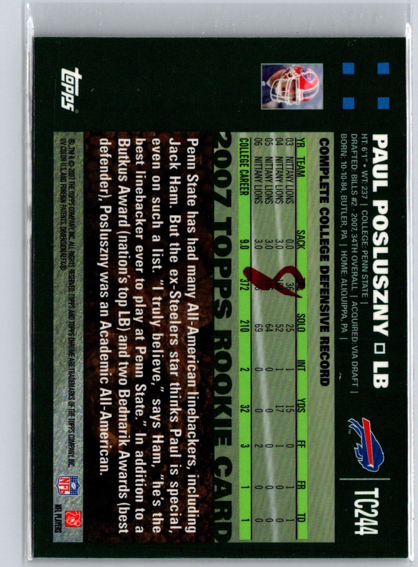 2007 Topps Chrome #TC244 Paul Posluszny i24