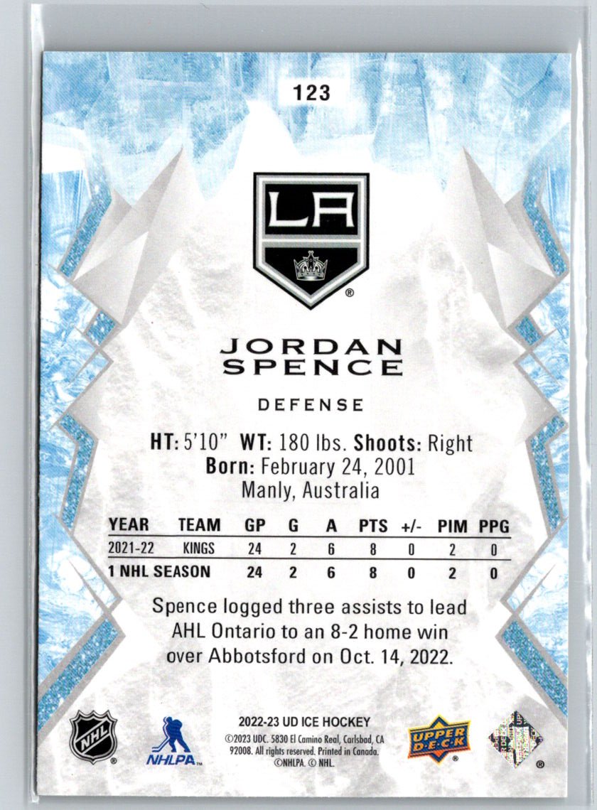 2022-23 Upper Deck Ice #123 Jordan Spence Gold i23