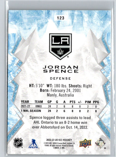 2022-23 Upper Deck Ice #123 Jordan Spence Gold i23