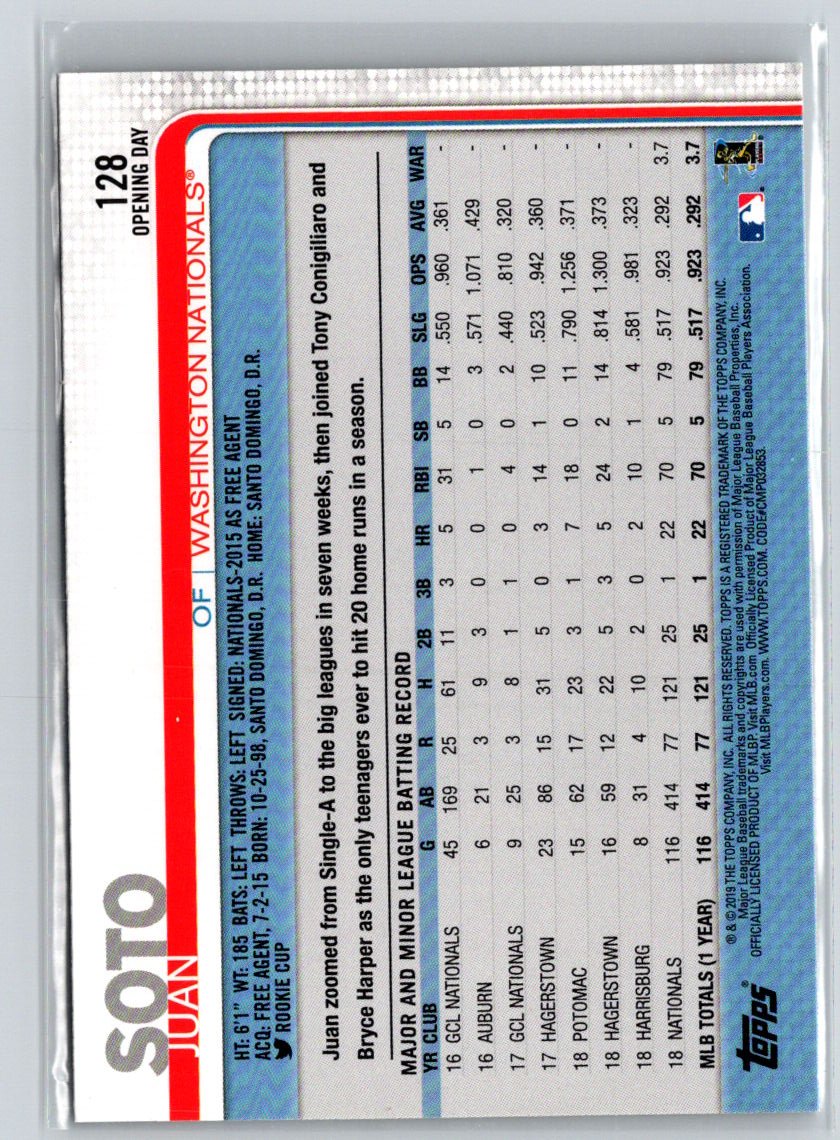 2019 Topps Opening Day #128 Juan Soto i22