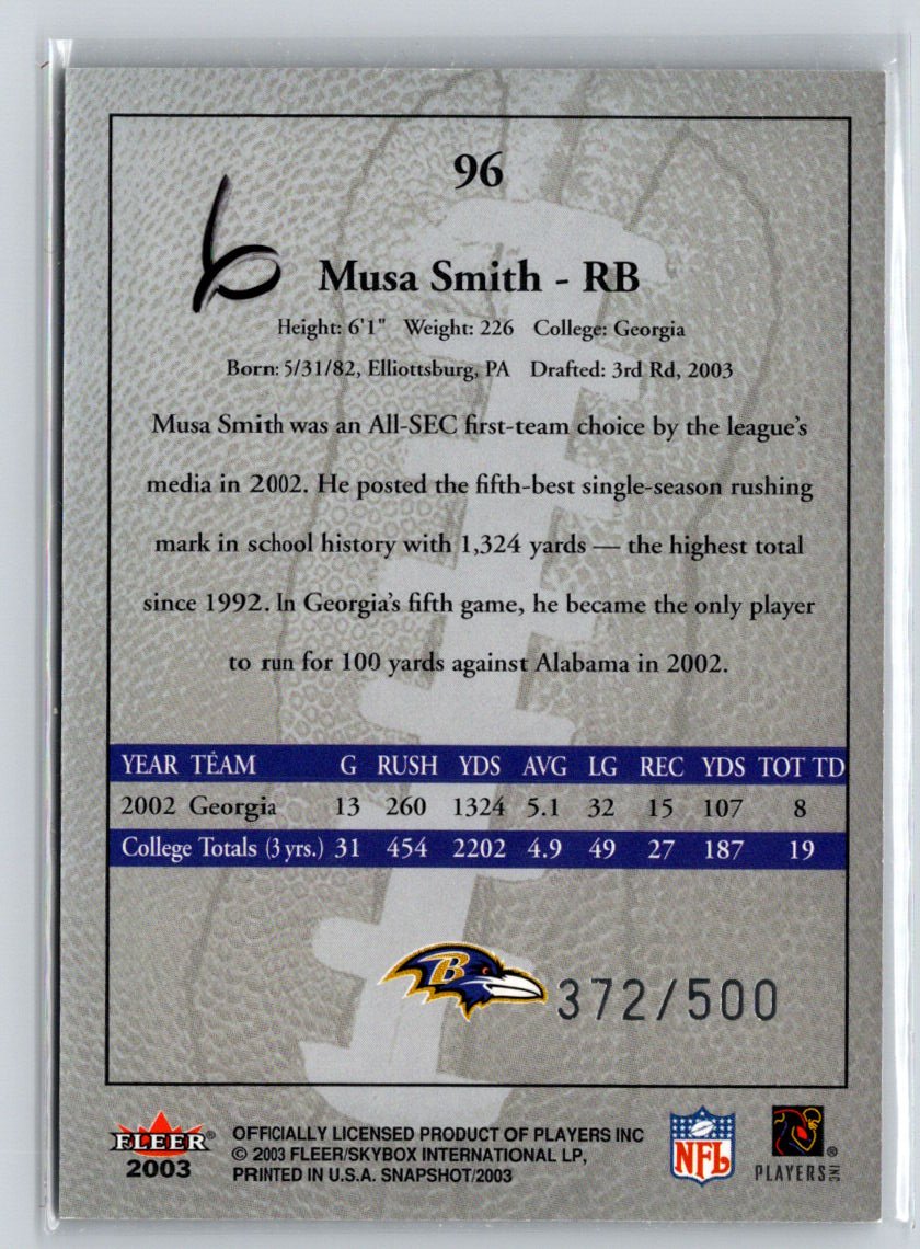 2003 Fleer Snapshot #96 Musa Smith #/500 i25