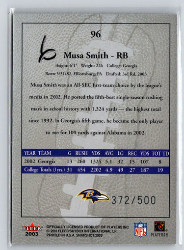 2003 Fleer Snapshot #96 Musa Smith #/500 i25