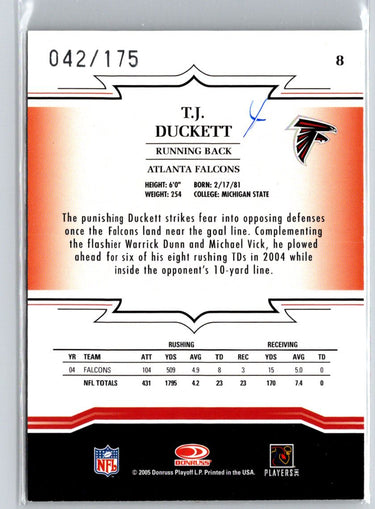 2005 Donruss Throwback Threads #8 T.J. Duckett Green #/175 i15