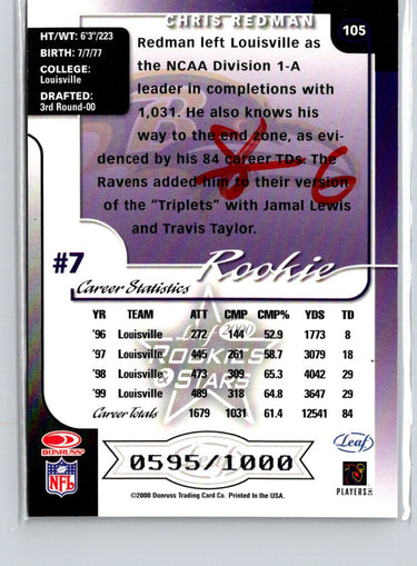 2000 Leaf Rookies & Stars #105 Chris Redman #/1000 i19