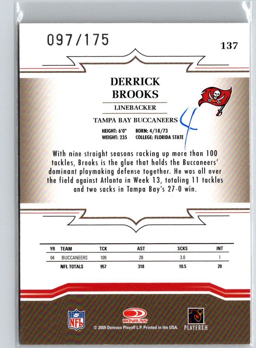 2005 Donruss Throwback Threads #137 Derrick Brooks Green #/175 i15