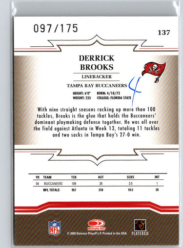 2005 Donruss Throwback Threads #137 Derrick Brooks Green #/175 i15