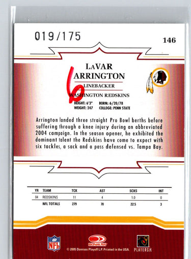 2005 Donruss Throwback Threads #146 LaVar Arrington Green #/175 i19