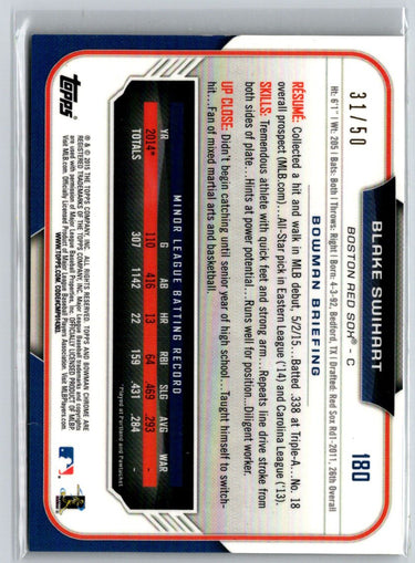 2015 Bowman Chrome #180 Blake Swihart Gold Refractors #/50 i21