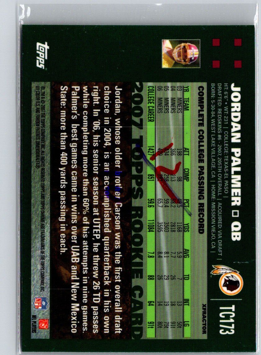 2007 Topps Chrome #TC173 Jordan Palmer Xfractors i24