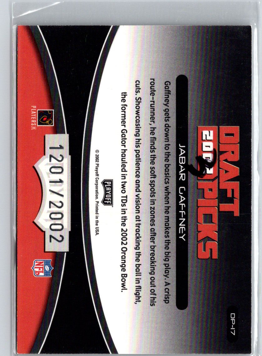 2002 Playoff Prestige #DP-17 Jabar Gaffney Draft Picks #/2002 i15