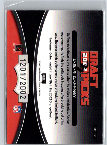 2002 Playoff Prestige #DP-17 Jabar Gaffney Draft Picks #/2002 i15