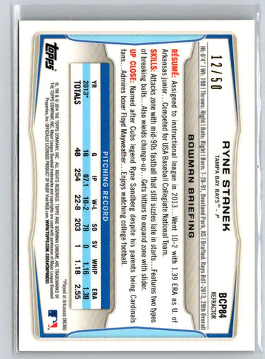 2014 Bowman #BCP84 Ryne Stanek Chrome Prospects Gold Refractors #/50 i21