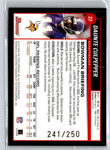 2002 Bowman #27 Daunte Culpepper Silver #/250 i20