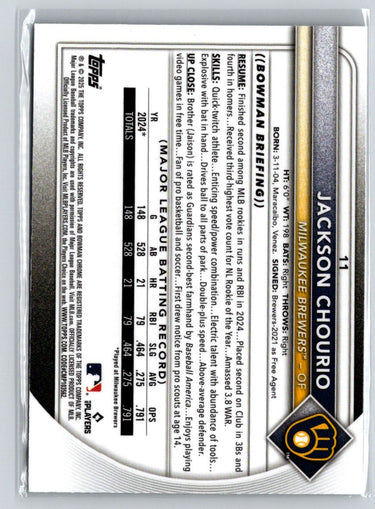 2025 Bowman - Chrome MojoRefractor #11 Jackson Chourio i30