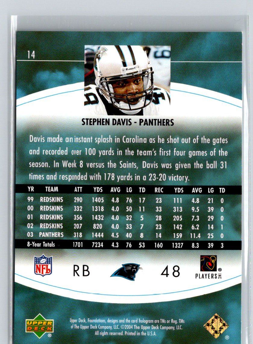 2004 Upper Deck Foundations #14 Stephen Davis Exclusive Gold #/100 i18