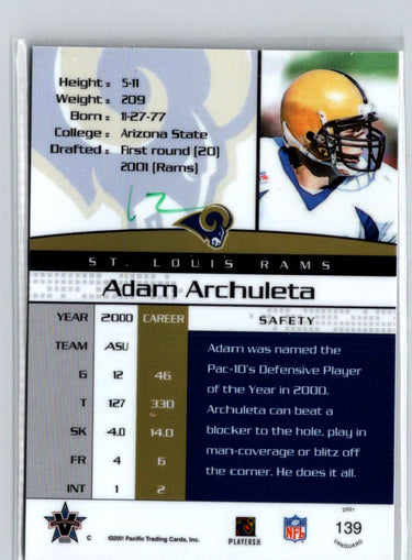 2001 Pacific Vanguard #139 Adam Archuleta #/450 i18