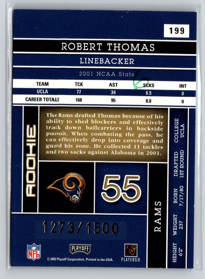 2002 Playoff Absolute Memorabilia #199 Robert Thomas #/1500 i19