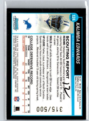 2002 Bowman Chrome #124 Kalimba Edwards Refractors #/500 i24