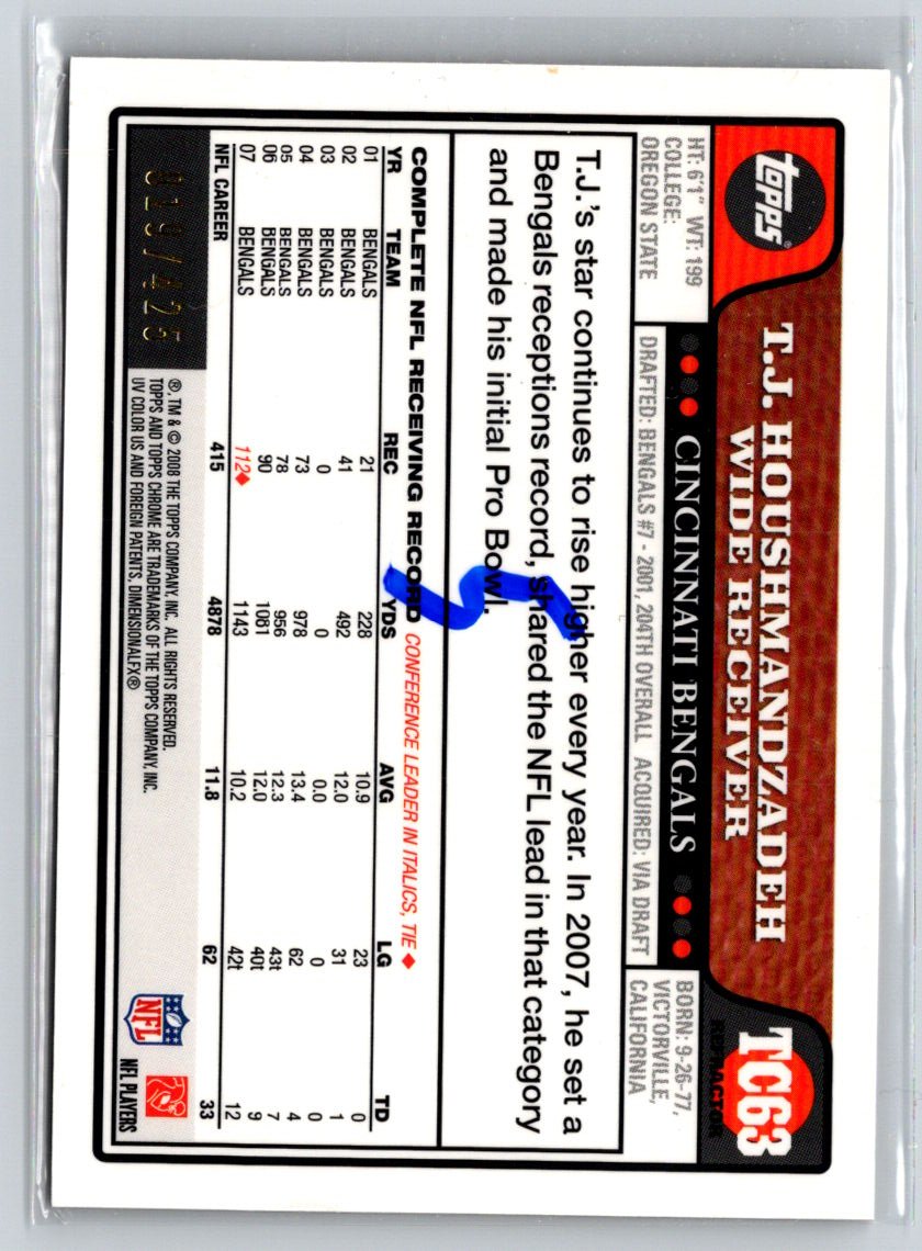 2008 Topps Chrome #TC63 T.J. Houshmandzadeh Copper Refractors #/425 i24