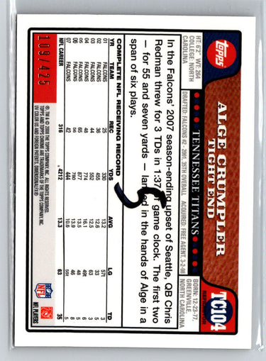 2008 Topps Chrome #TC104 Alge Crumpler Copper Refractors #/425 i24