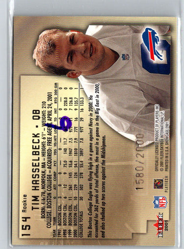 2001 Fleer Showcase #154 Tim Hasselbeck #/2000 i26