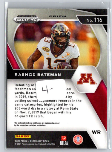 2021 Panini Prizm Draft Picks #116 Rashod Bateman Red White and Blue i28