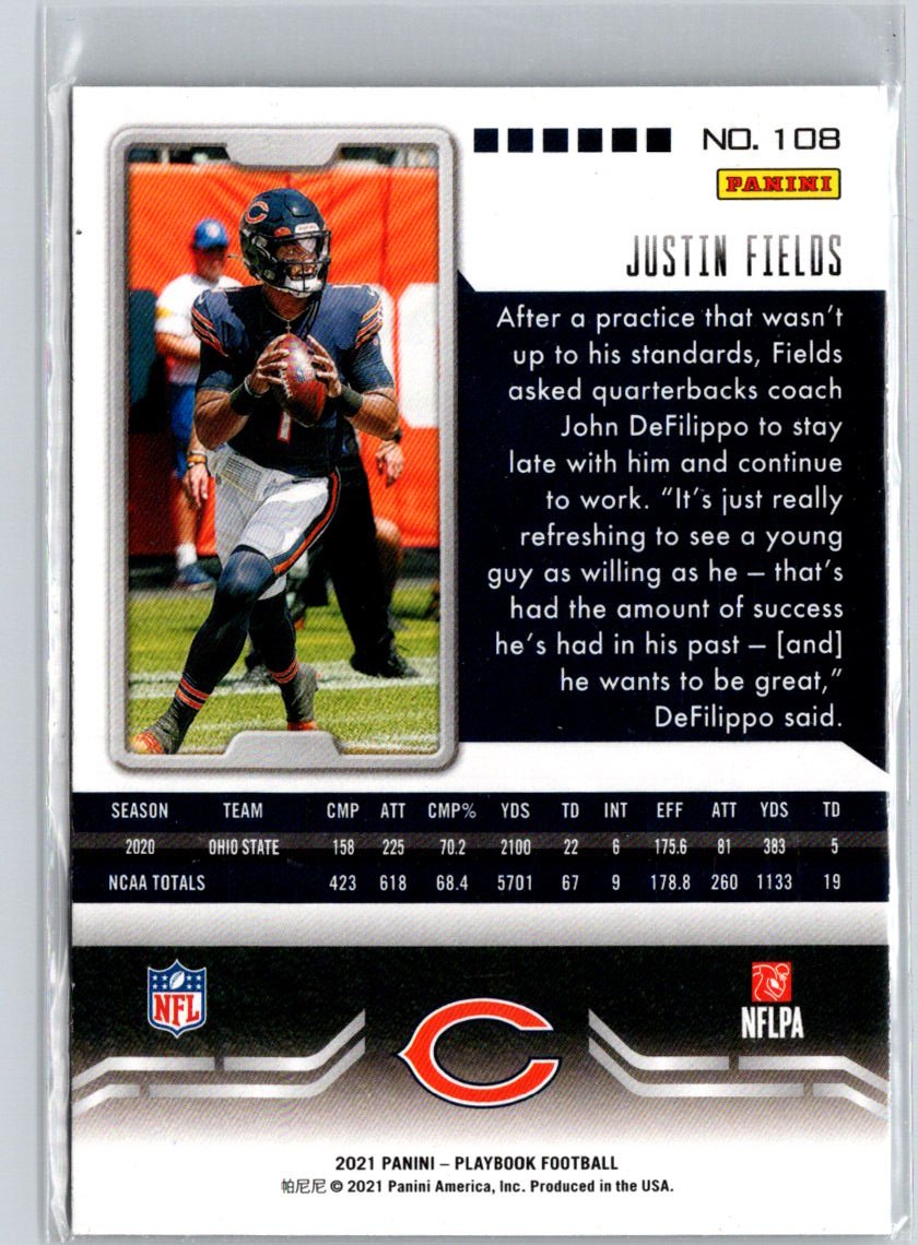 2021 Panini Playbook #108 Justin Fields i29