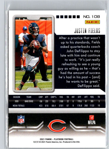 2021 Panini Playbook #108 Justin Fields i29