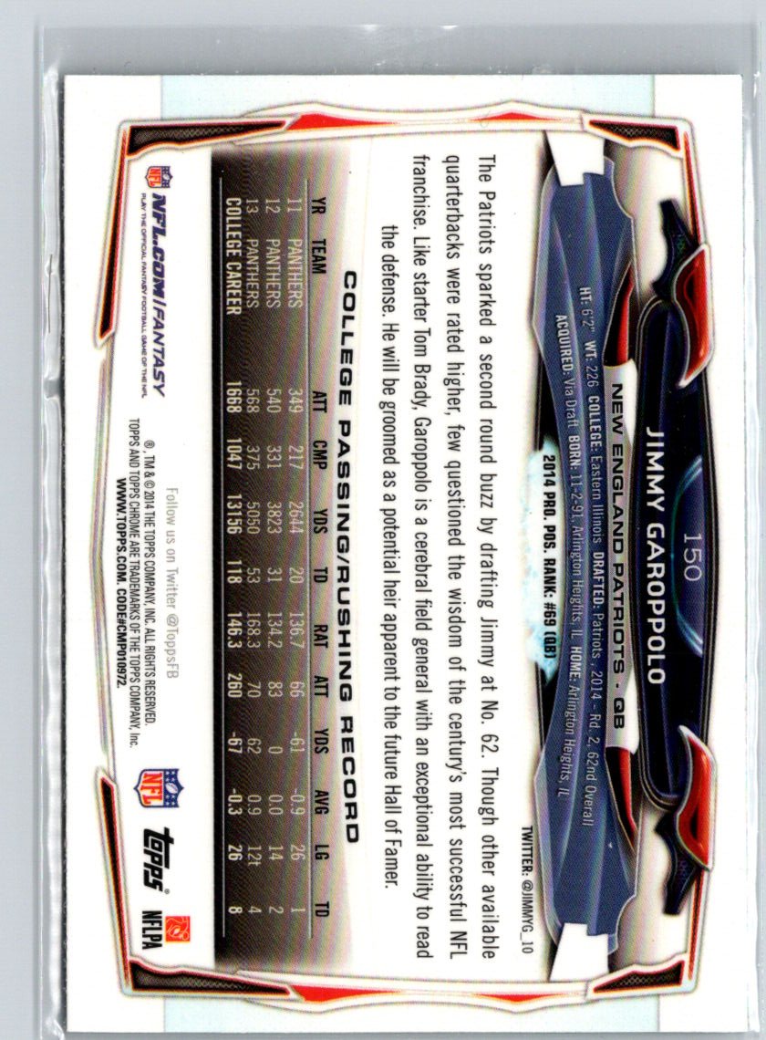 2014 Topps Chrome #150 Jimmy Garoppolo i29