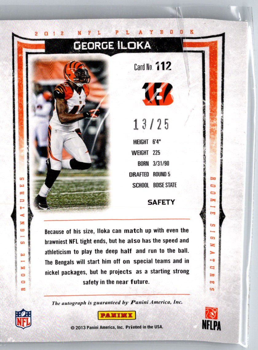2012 Panini Playbook #112 George Iloka Platinum #/25 i30