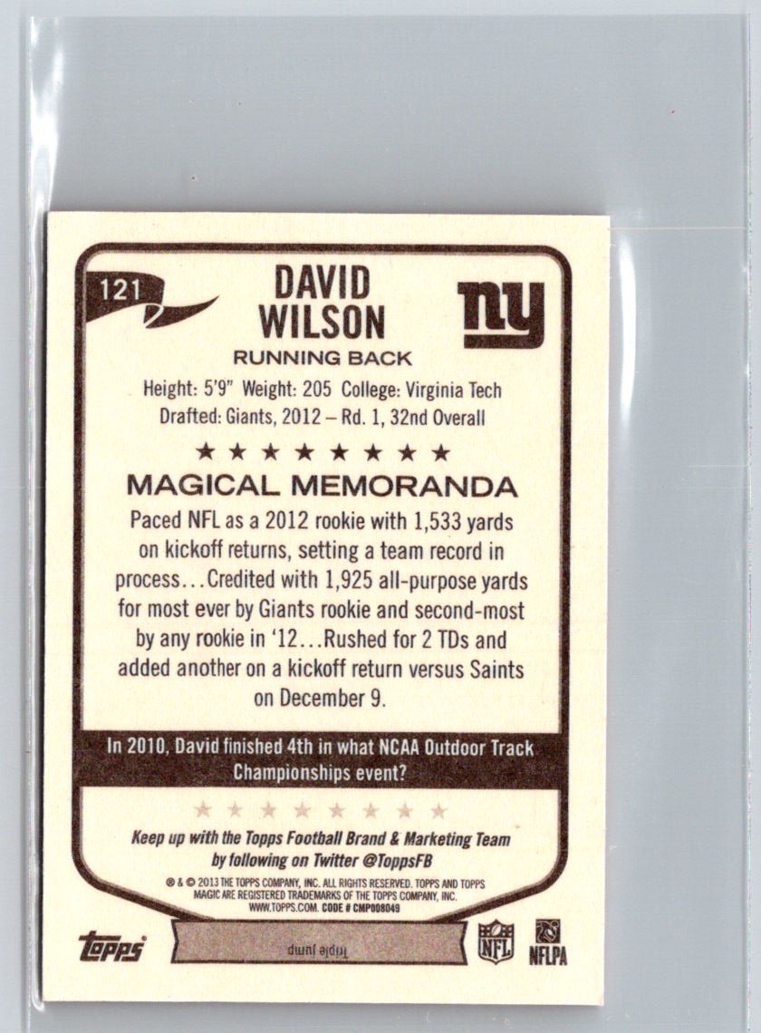 2013 Topps Magic #121 David Wilson Mini Red Border #/50 i30