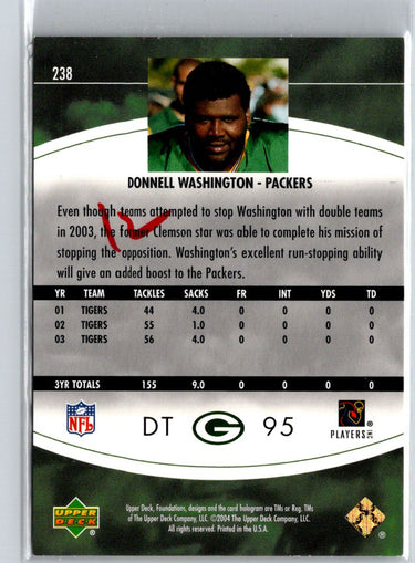 2004 Upper Deck Foundations #238 Donnell Washington Exclusive Gold #/100 i31