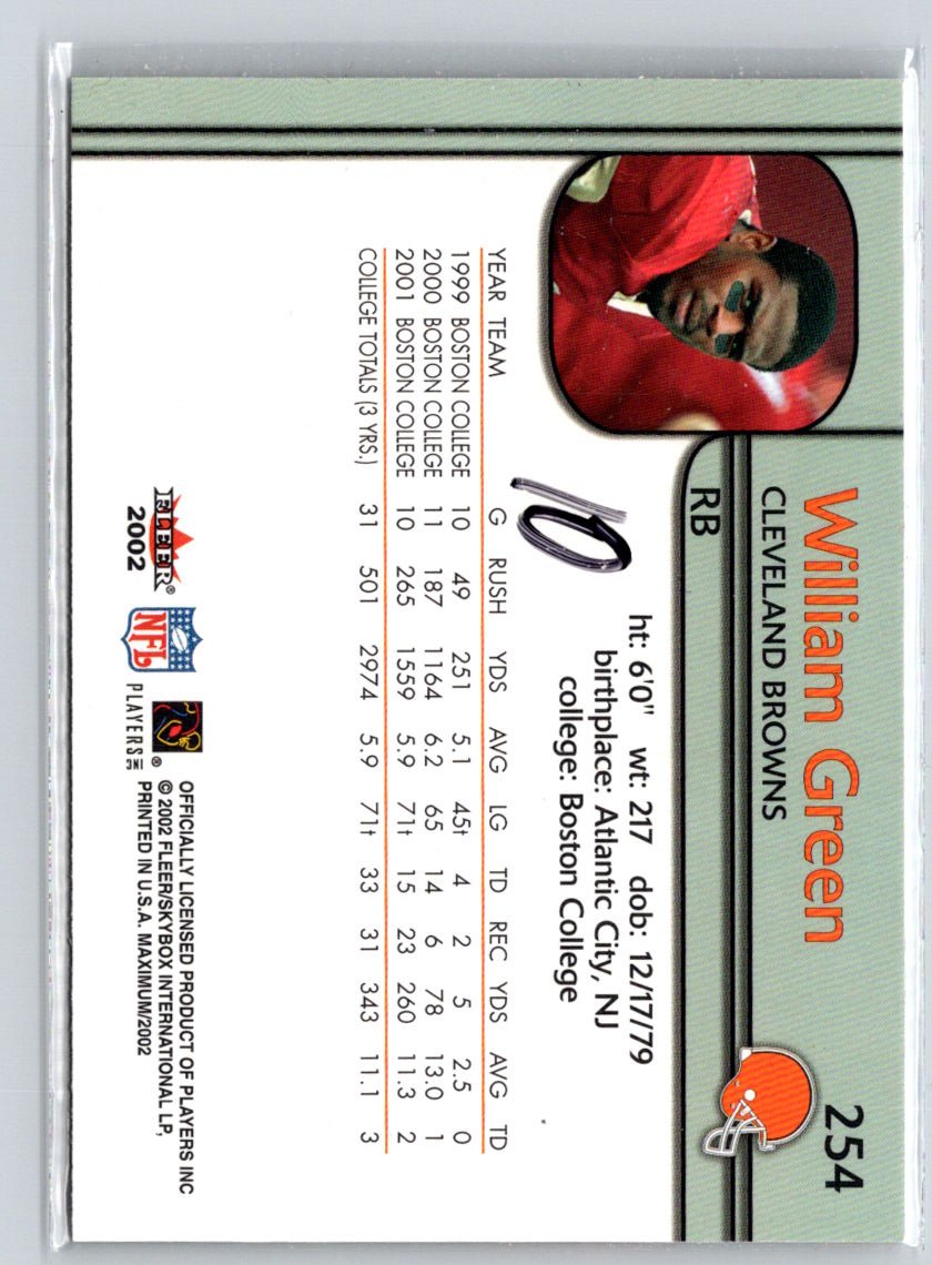 2002 Fleer Maximum #254 William Green #/3500 i33