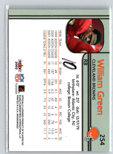 2002 Fleer Maximum #254 William Green #/3500 i33