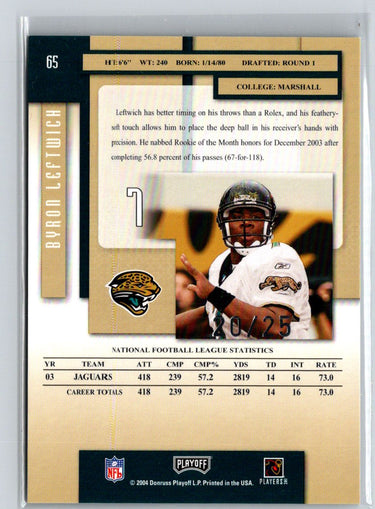 2004 Playoff Prestige #65 Byron Leftwich Xtra Points Green #/25 i33