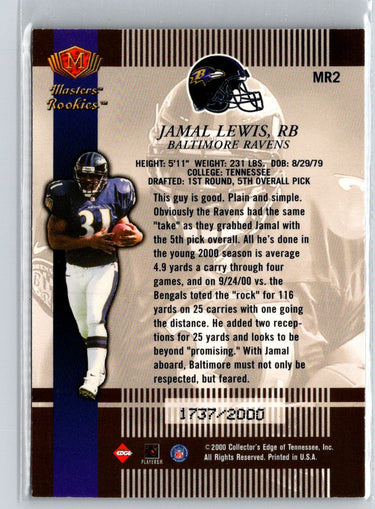 2000 Collector's Edge Masters #MR2 Jamal Lewis Rookie Masters #/2000 i33