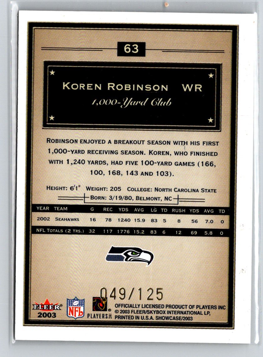 2003 Fleer Showcase #63 Koren Robinson Legacy #/125 i33