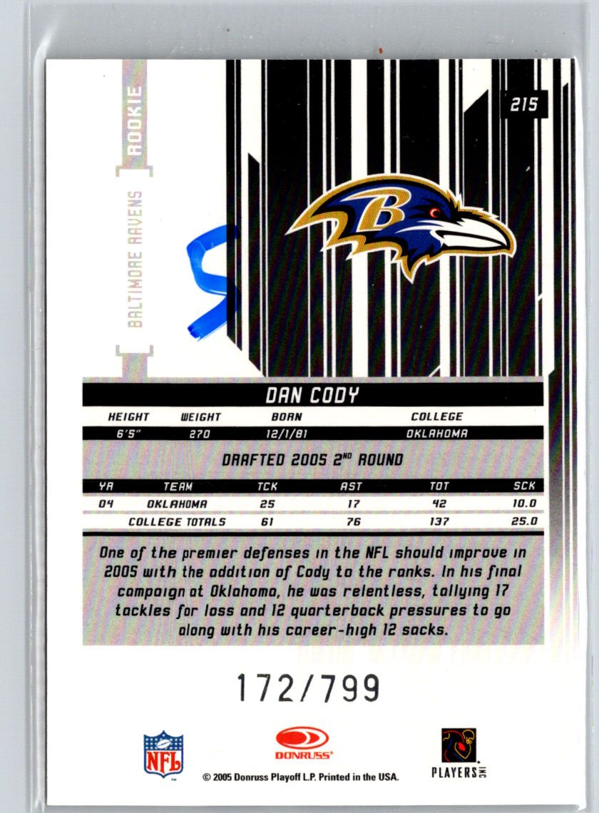 2005 Leaf Rookies & Stars #215 Dan Cody #/799 i34