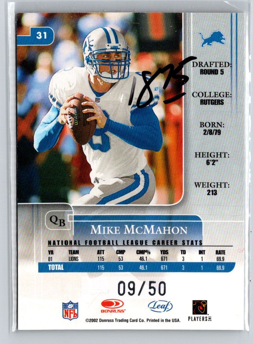2002 Leaf Rookies & Stars #31 Mike McMahon Longevity #/50 i34