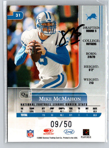 2002 Leaf Rookies & Stars #31 Mike McMahon Longevity #/50 i34