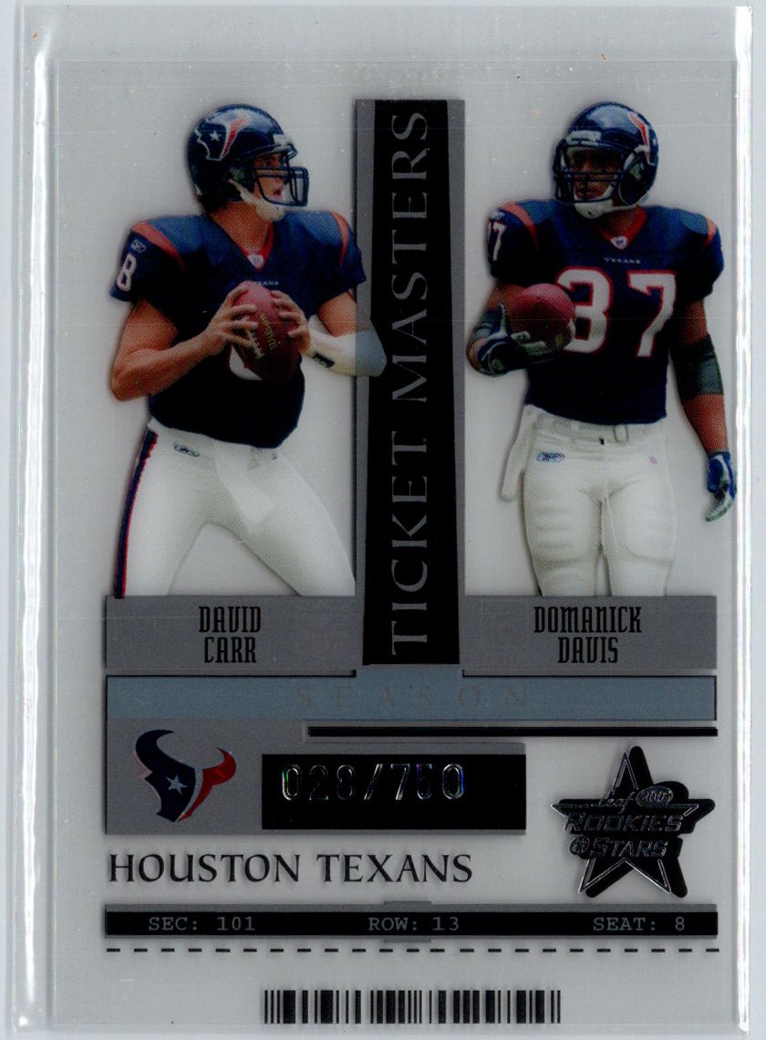 2005 Leaf Rookies Stars #TM11 David Carr Domanick Davis Ticket Masters #/750 i36