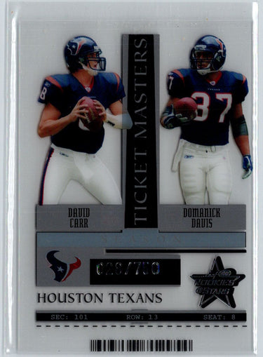 2005 Leaf Rookies Stars #TM11 David Carr Domanick Davis Ticket Masters #/750 i36