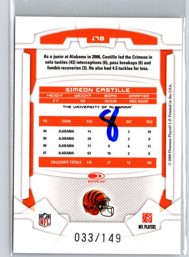 2008 Leaf Rookies & Stars Longevity #178 Simeon Castille Sapphire #/149 i36