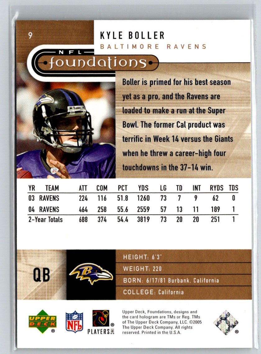 2005 Upper Deck Foundations #9 Kyle Boller Exclusive Gold #/99 i37