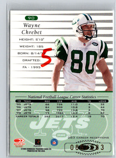 1999 Donruss #90 Wayne Chrebet Stat Line Career #/283 i37