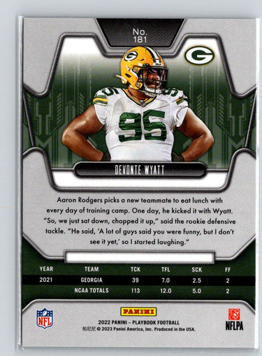 2022 Panini Playbook #181 Devonte Wyatt Gold #/49 i37