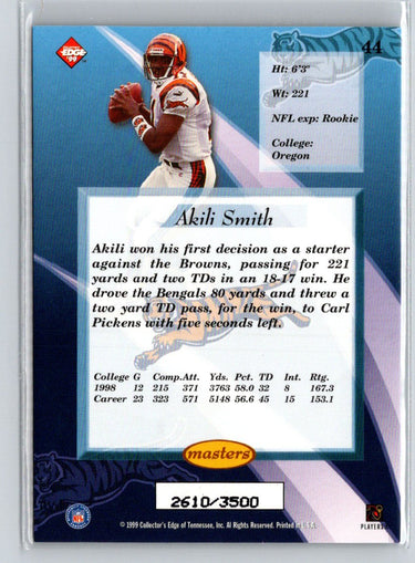 1999 Collector's Edge Masters #44 Akili Smith HoloSilver #/3500 i38